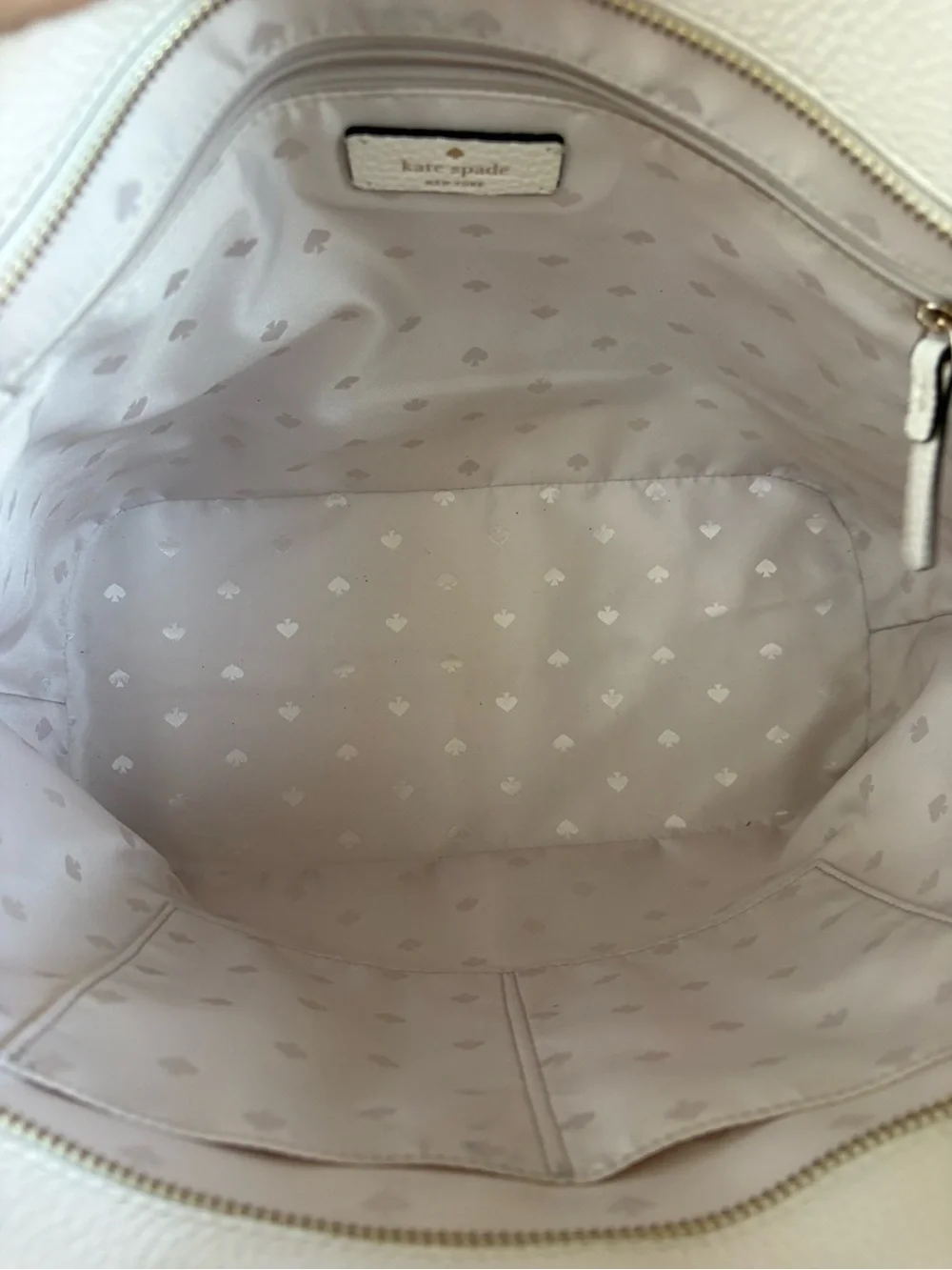 🤍🤍KATE SPADE HAYES PEBBLED LEATHER PARCHMENT ZIP TOP TOTE BAG!🤍🤍